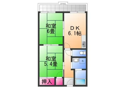 グリーンファンタン(2DK/2階)の間取り写真