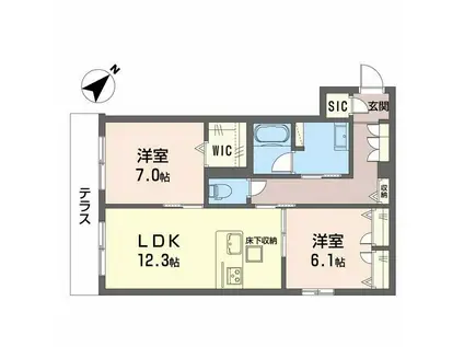 グランメゾン高師浜(2LDK/1階)の間取り写真