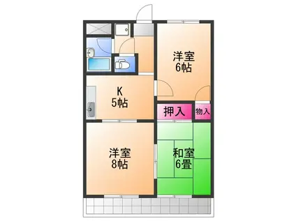 RICHウエストフィールド(3K/1階)の間取り写真