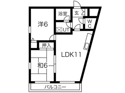 JSC岸和田(2LDK/4階)の間取り写真