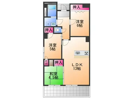 カルム泉大津(3LDK/3階)の間取り写真