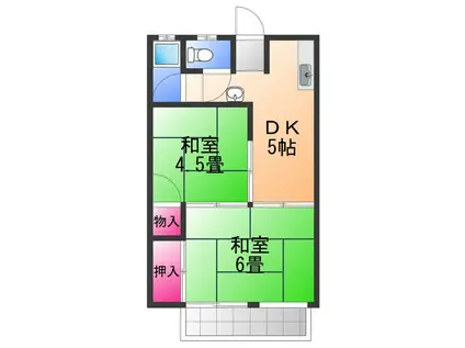 オリーブ羽倉崎(2DK/1階)の間取り写真