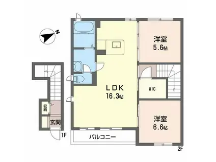 フレアコート(2LDK/2階)の間取り写真