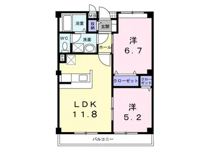 ブランドール(2LDK/1階)の間取り写真