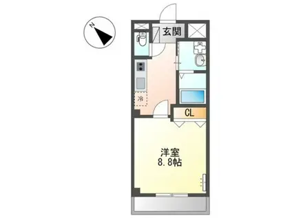 グランドスカイ笠松(1K/1階)の間取り写真