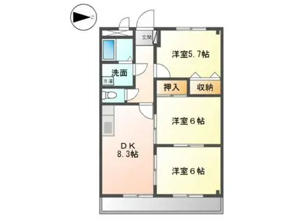 ラヴァーズ ペティオ(3DK/2階)の間取り写真