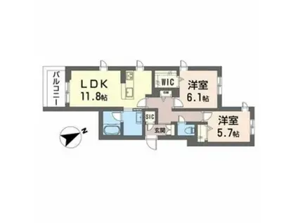 エクリアス浜寺(2LDK/2階)の間取り写真