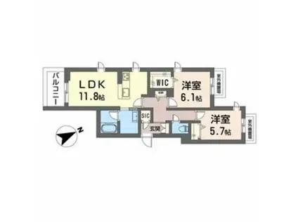 エクリアス浜寺(2LDK/3階)の間取り写真