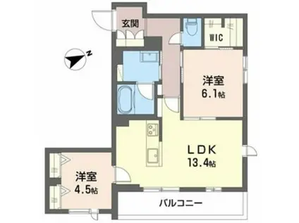 エクリアス浜寺(2LDK/2階)の間取り写真