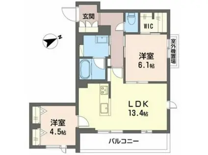 エクリアス浜寺(2LDK/3階)の間取り写真