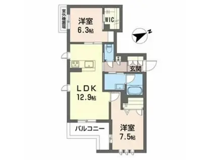 エクリアス浜寺(2LDK/3階)の間取り写真
