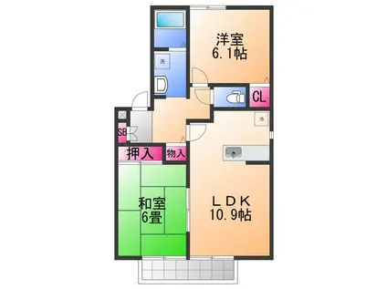 ハイツアロッジオ(2LDK/2階)の間取り写真