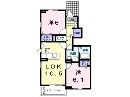 レスペランス2(2LDK/1階)の間取り写真