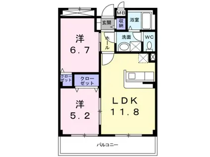 グレイス恵風(2LDK/3階)の間取り写真