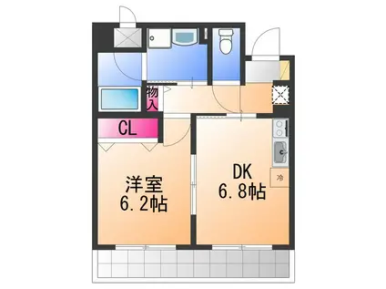 ルミエール・りんくう(1DK/4階)の間取り写真