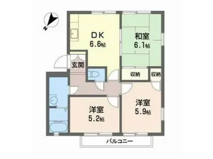 パル今福E棟(3DK/2階)の間取り写真