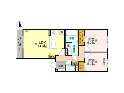 CHRYSANTHEME大鳥 (2LDK/3階)の間取り写真