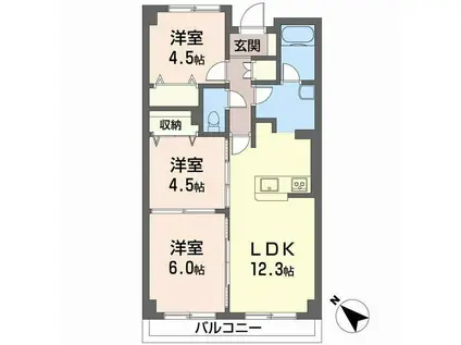 ヒュース一丘弐番館(3LDK/7階)の間取り写真