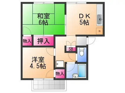 アストリア(2DK/2階)の間取り写真