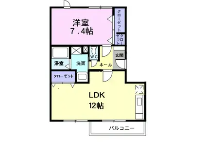 ハートベイルA(1LDK/1階)の間取り写真