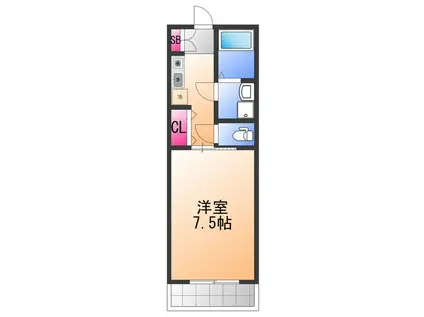 コート石津川(1K/3階)の間取り写真