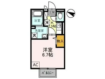 ルミエール船尾(1K/1階)の間取り写真