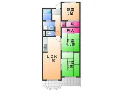 フローラル岸和田(3LDK/7階)の間取り写真