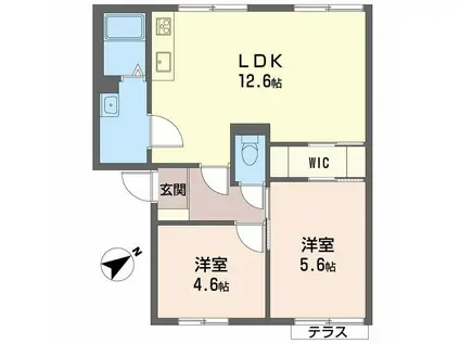 ガーデンハイツ・ヒゴ A棟(2LDK/1階)の間取り写真