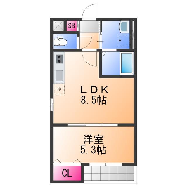 ALEGRIA泉佐野Ⅱ(1LDK/2階)の間取り写真