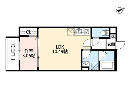 ラウレア浜寺(1LDK/1階)の間取り写真