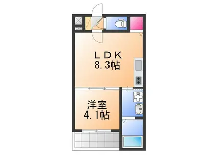 GRANDIR津久野(1LDK/3階)の間取り写真