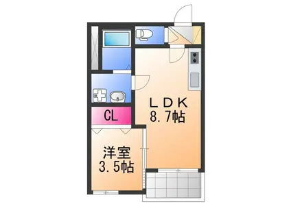 GRANDIR津久野(1LDK/2階)の間取り写真