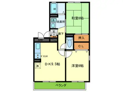 ピーチハイツ上町(2DK/3階)の間取り写真