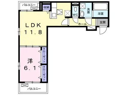 GAIA BLANC(1LDK/1階)の間取り写真
