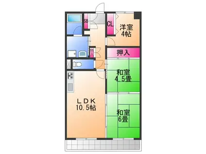 プリムローズ岸和田(3LDK/2階)の間取り写真