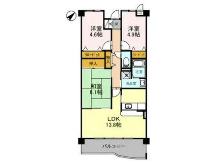 シャルマン木ノ元(3LDK/4階)の間取り写真