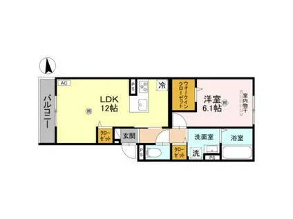 ORCHIDEA大鳥(1LDK/3階)の間取り写真