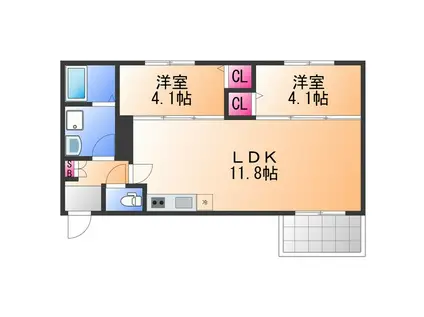 LECLERC IZUMISANOⅡ(2LDK/2階)の間取り写真