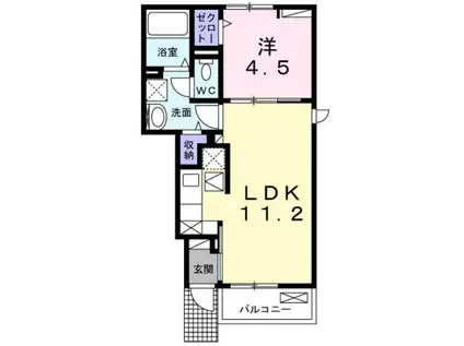 ハートランド美貴(1LDK/1階)の間取り写真