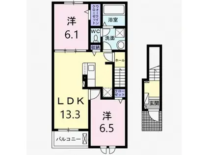 CASA LINO C(2LDK/2階)の間取り写真