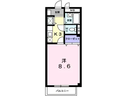 トレジャーバレイ(1K/2階)の間取り写真