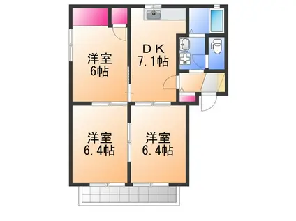 ボナール C棟(3DK/2階)の間取り写真