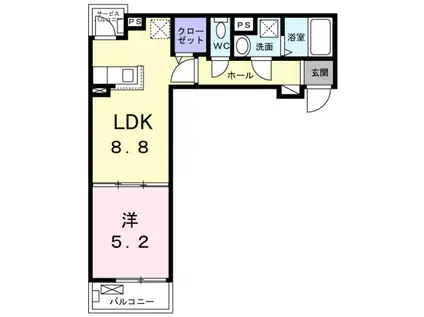 メゾンルミネ 中町(1LDK/1階)の間取り写真