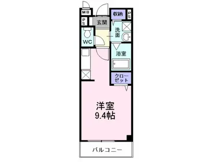 グラシアス(ワンルーム/2階)の間取り写真