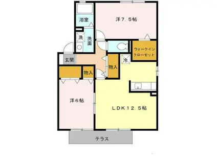 パークサイドコート(2LDK/1階)の間取り写真