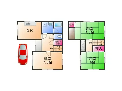 南海電鉄南海本線 泉佐野駅 徒歩19分 2階建 築48年(3DK)の間取り写真