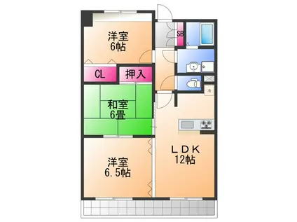 サンダモン北勘(3LDK/3階)の間取り写真