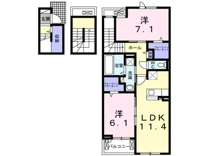 ケーズコート 鶴原Ⅲ(2LDK/3階)の間取り写真