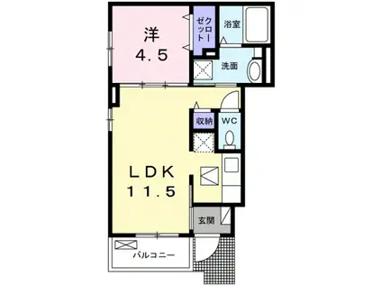 アーバンエステート和泉中央Ⅱ(1LDK/1階)の間取り写真
