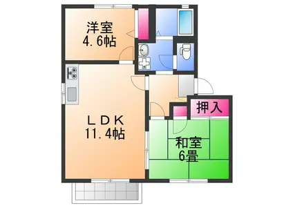 アクティ・テンB棟(2LDK/2階)の間取り写真